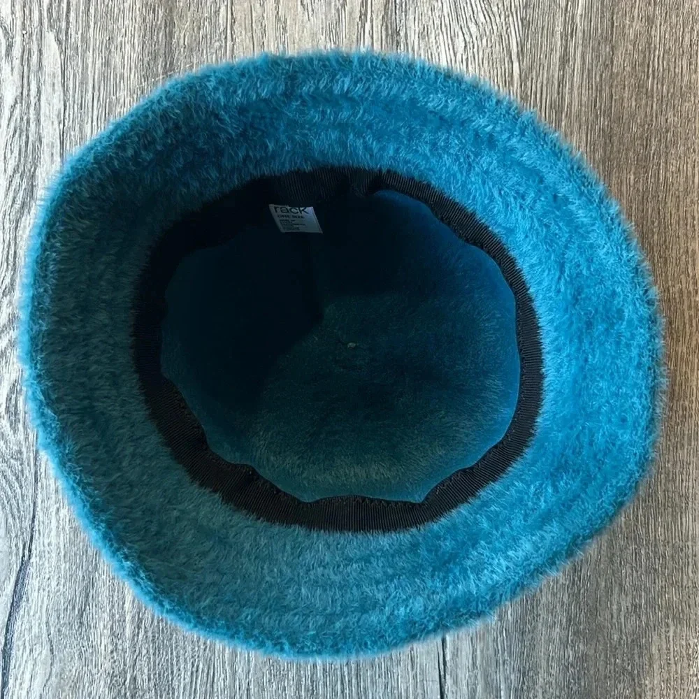Nordstrom Rack Hat Blue Green Furry Bucket Hat One Size